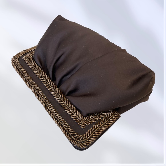 Balborg beaded satin clutch evening bag with strap, NWT yet vintage, excellent! - Picture 1 of 13